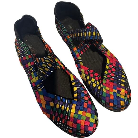 Bernie Mev. Size 37 Rainbow Pride Basket Weave Mary Jane Shoes Multicolored - Picture 3 of 7